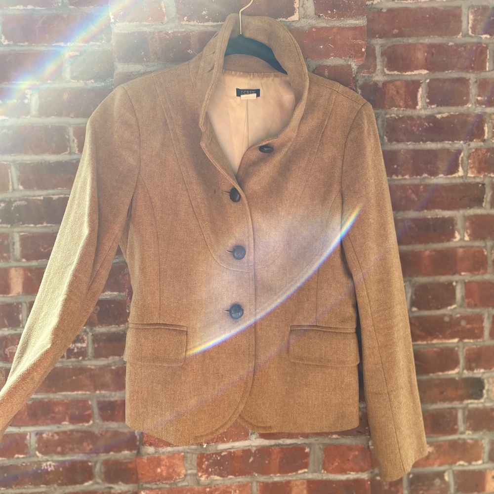 J Crew Camel Wool Riding Jacket